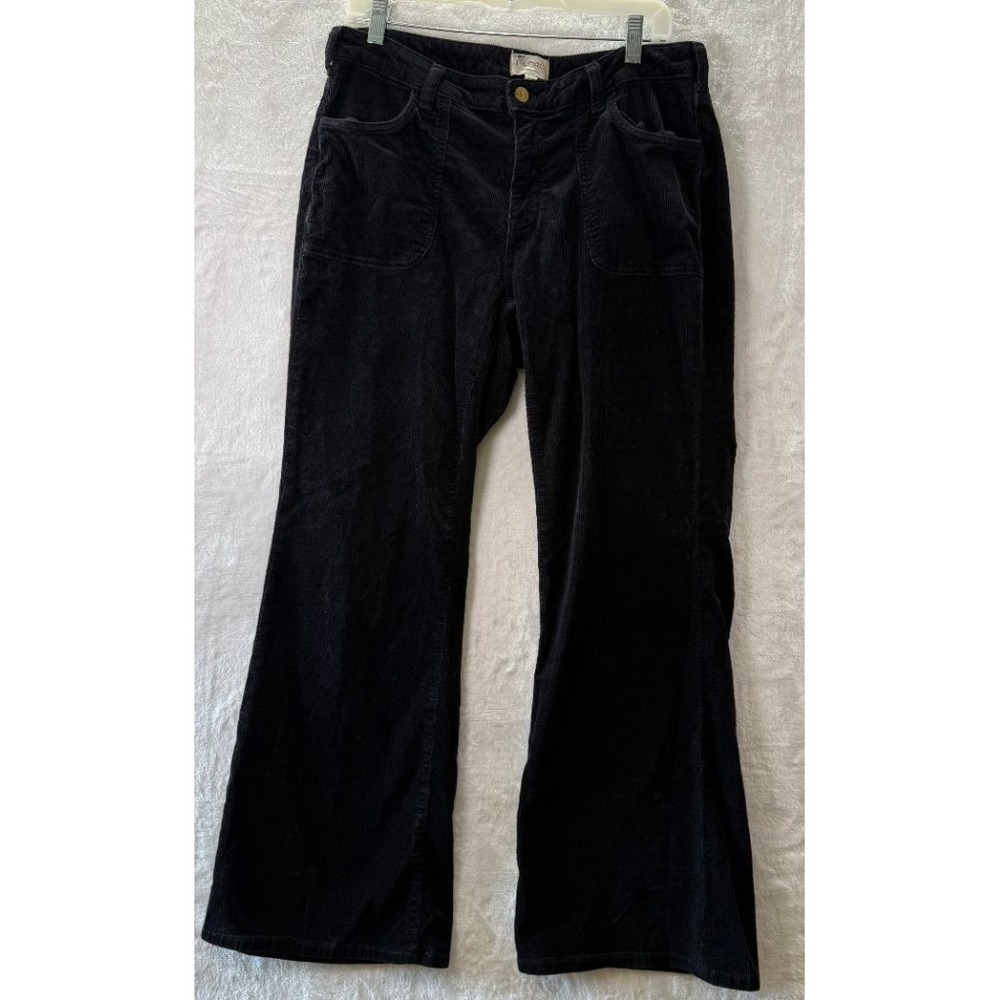 Pilcro Anthropologie Womens 16 Black Corduroy Flare Pants Pockets Stretch
